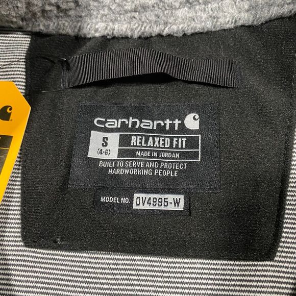 Carhartt Sherpa Fleece Snap Front Vest Womens Small S Relaxed Fit Gray Black NWT - Picture 13 of 16